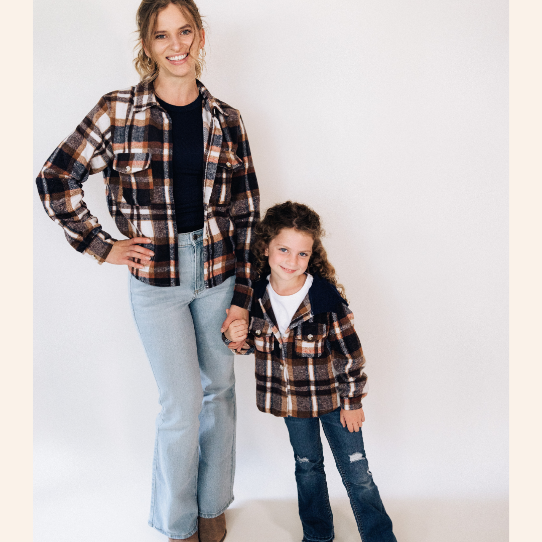 Navy Copper Plaid Flannel - Women's