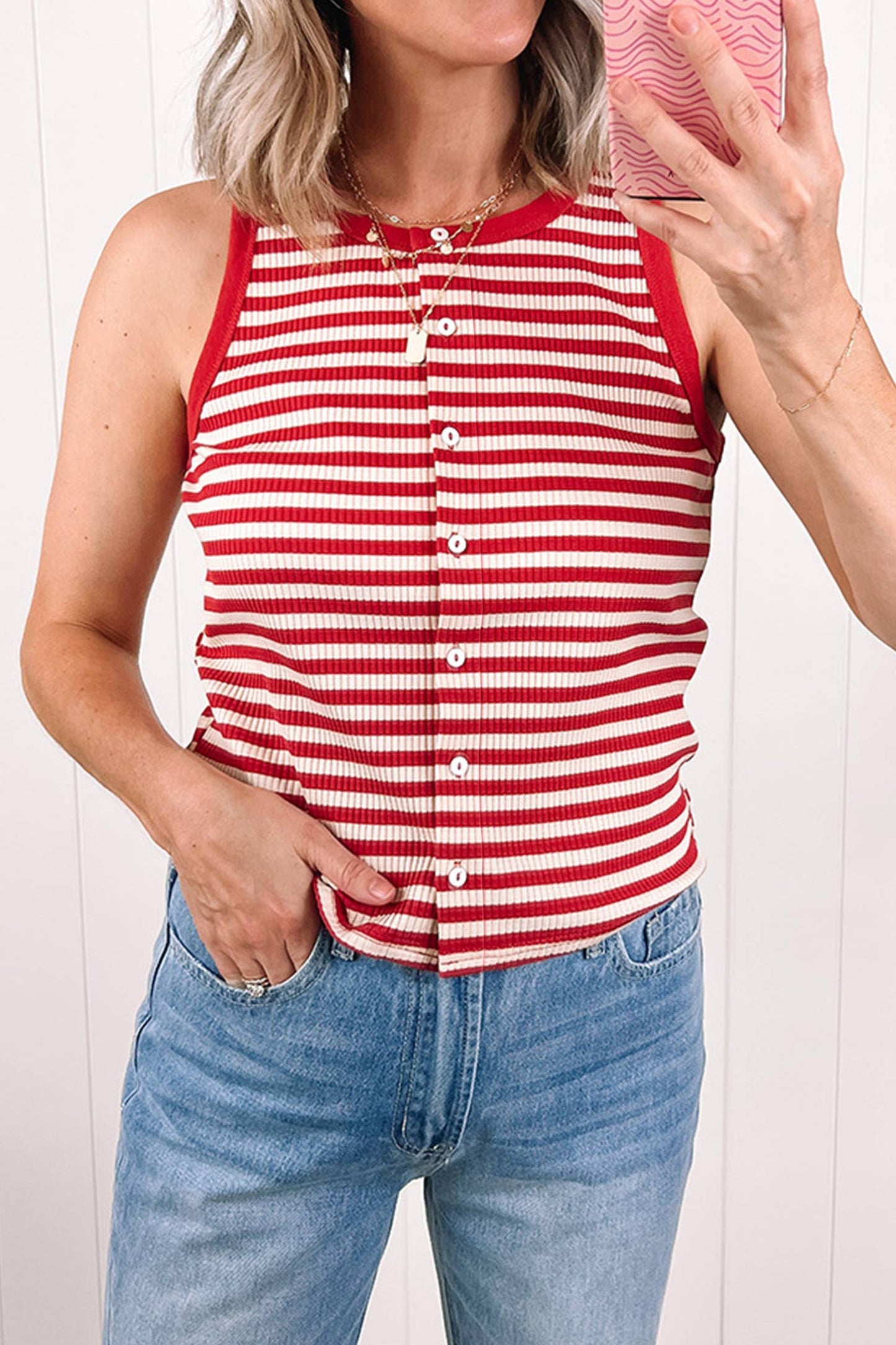 Striped Buttoned Top