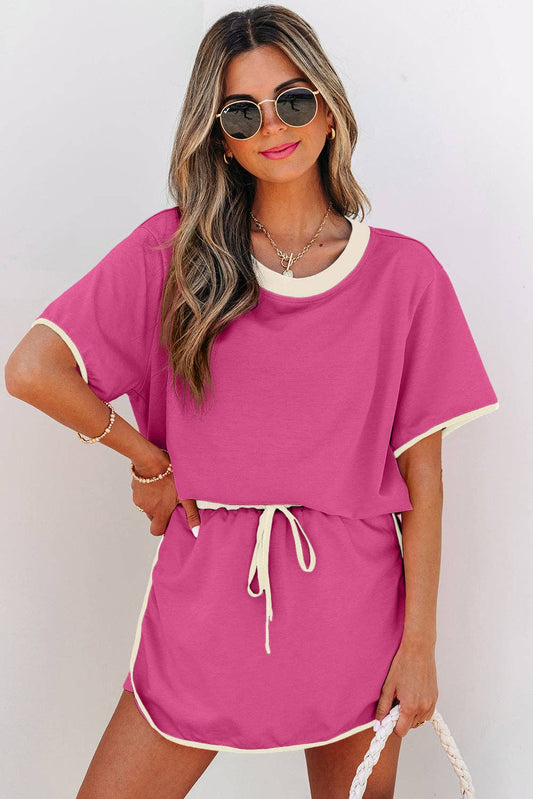 Colorblock T Shirt and Skirt Set