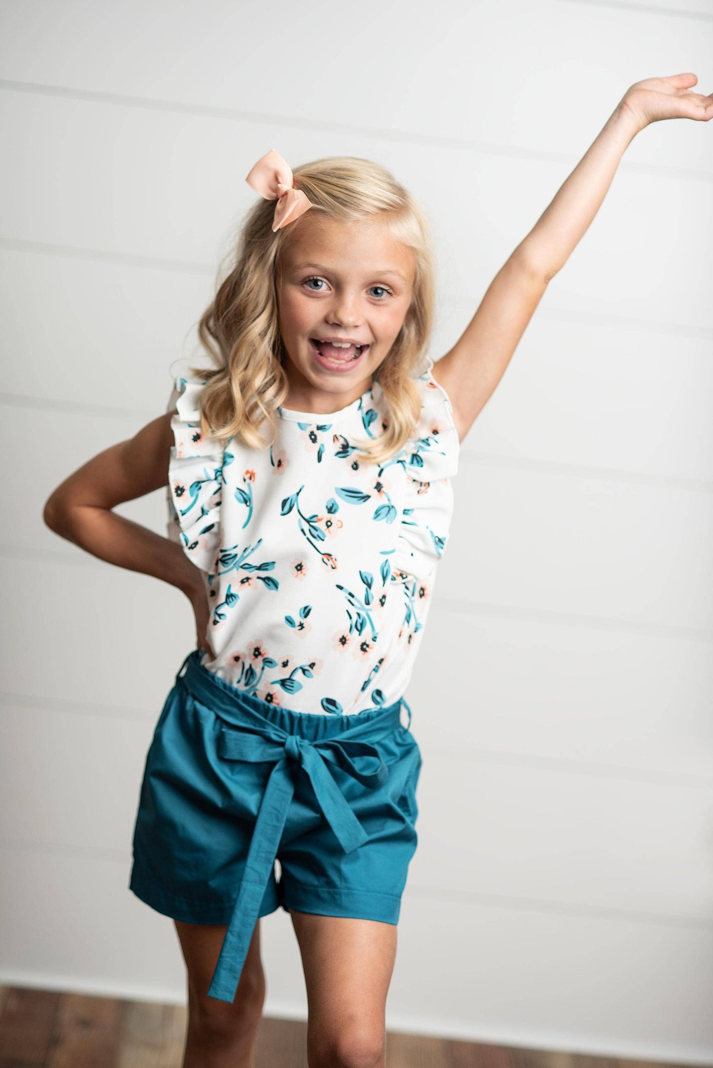 White & Teal Ruffle Set