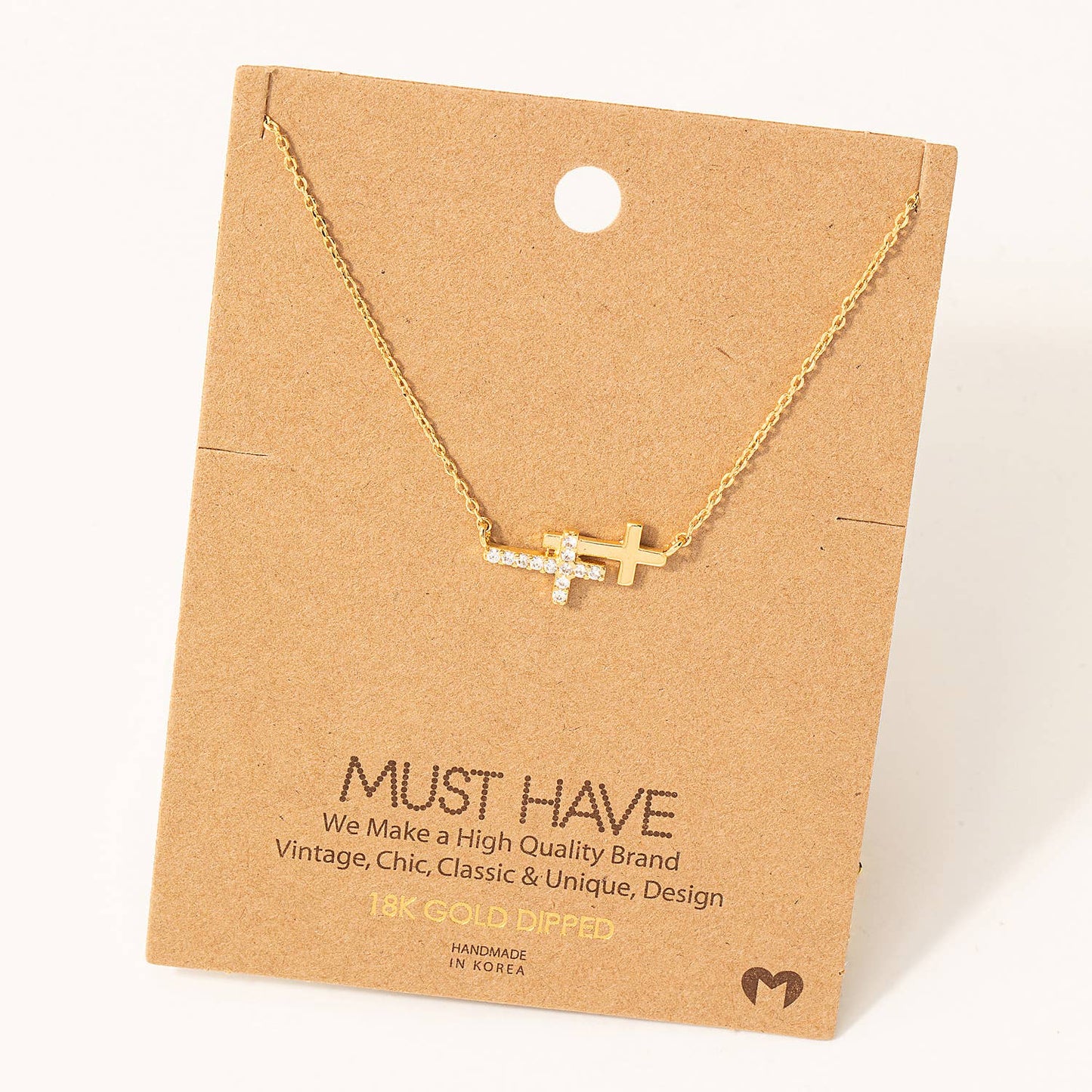 Double Cross Pendant Necklace