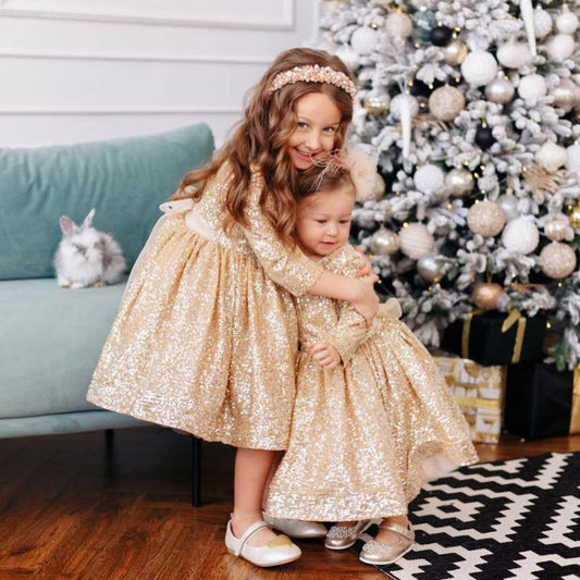 Gold Princess Bow Dress- Girls