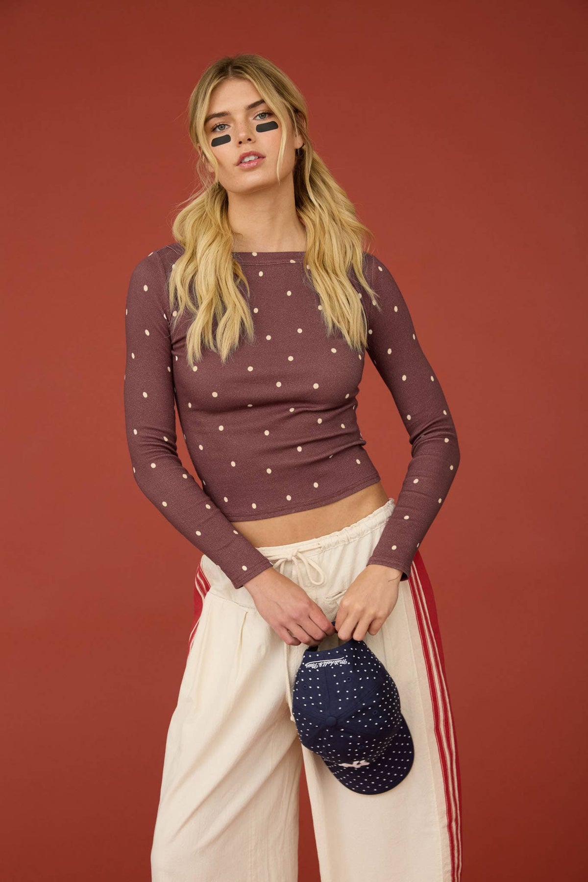 POLKA DOT BOAT NECK TOP