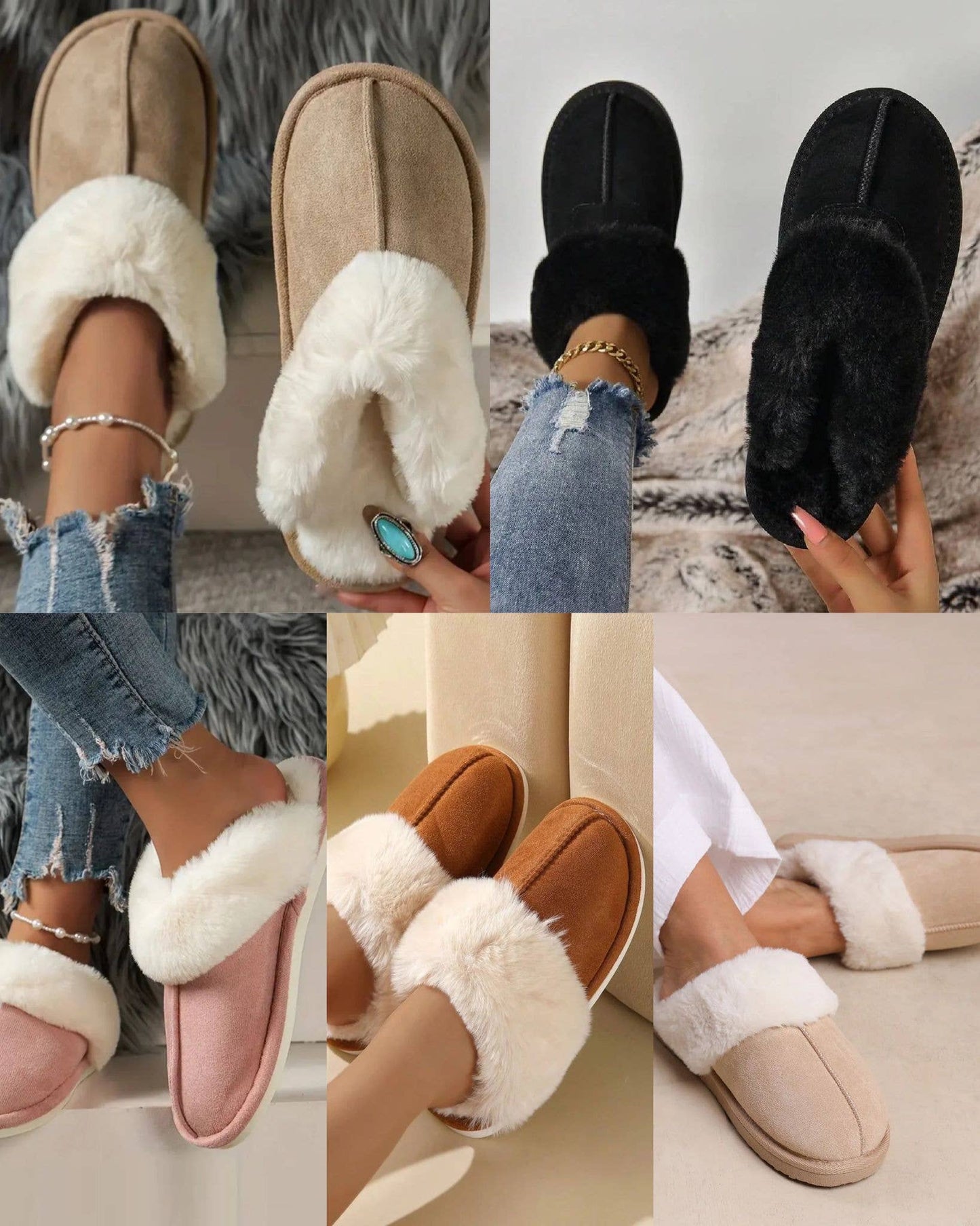 WOMENS WARM SUEDE SLIPPERS