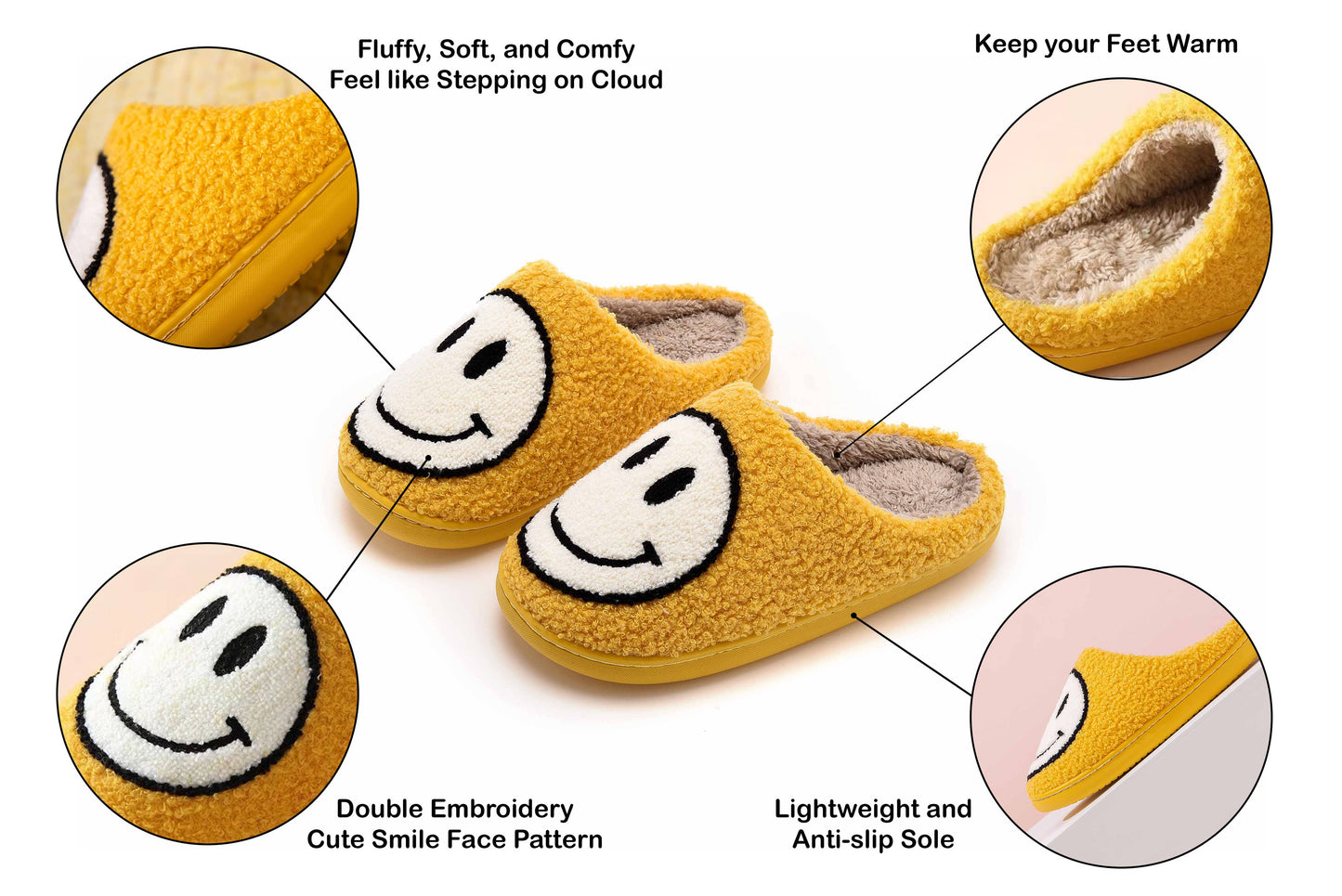 Happy Face Comfort Fluffy Slipper for adult