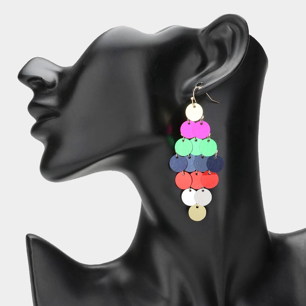 American USA Sequin Chandelier Dangle Earrings