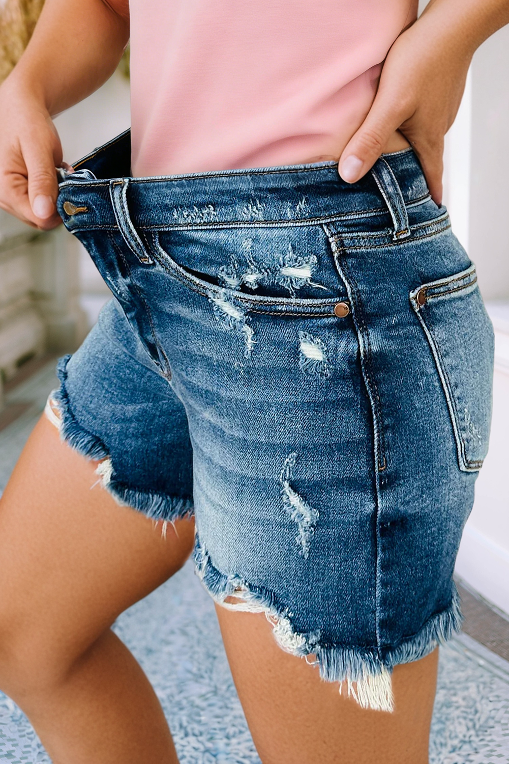 Distressed Denim Shorts