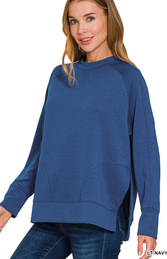 SCUBA ROUND NECK PULLOVER WITH SIDE SLITS