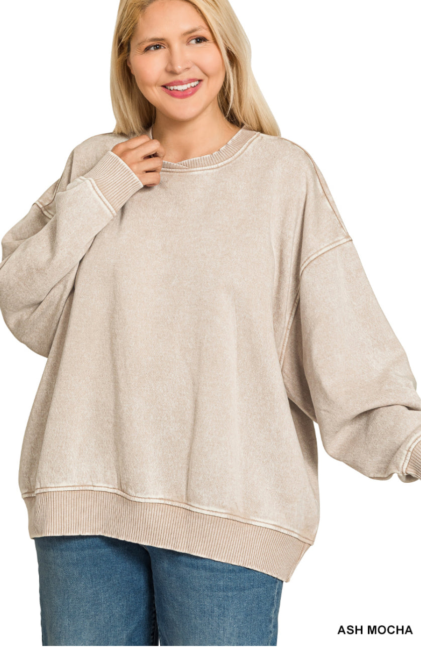 Oversized Acid Wash Pullover