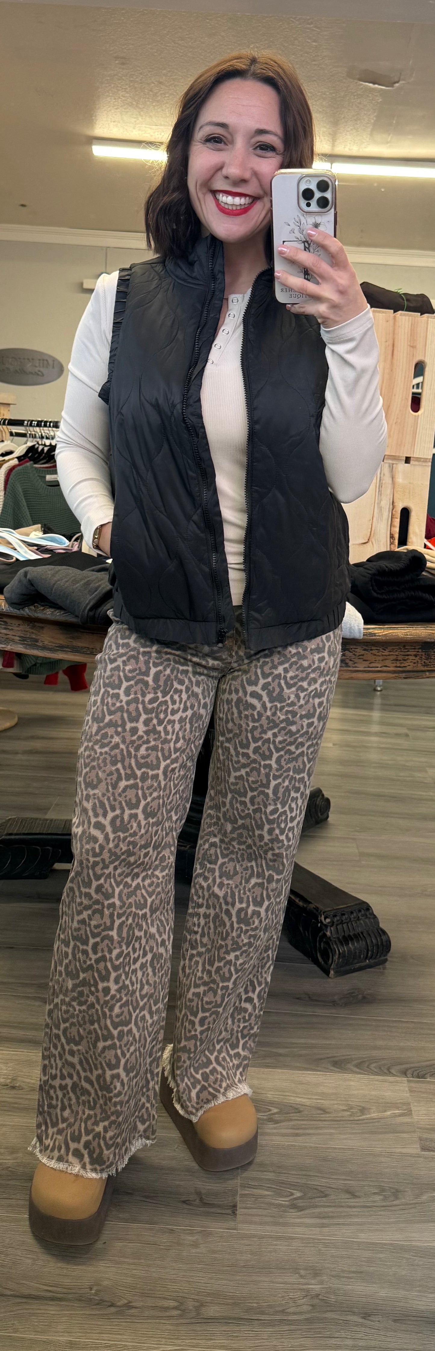 Leopard Wide Leg Jeans