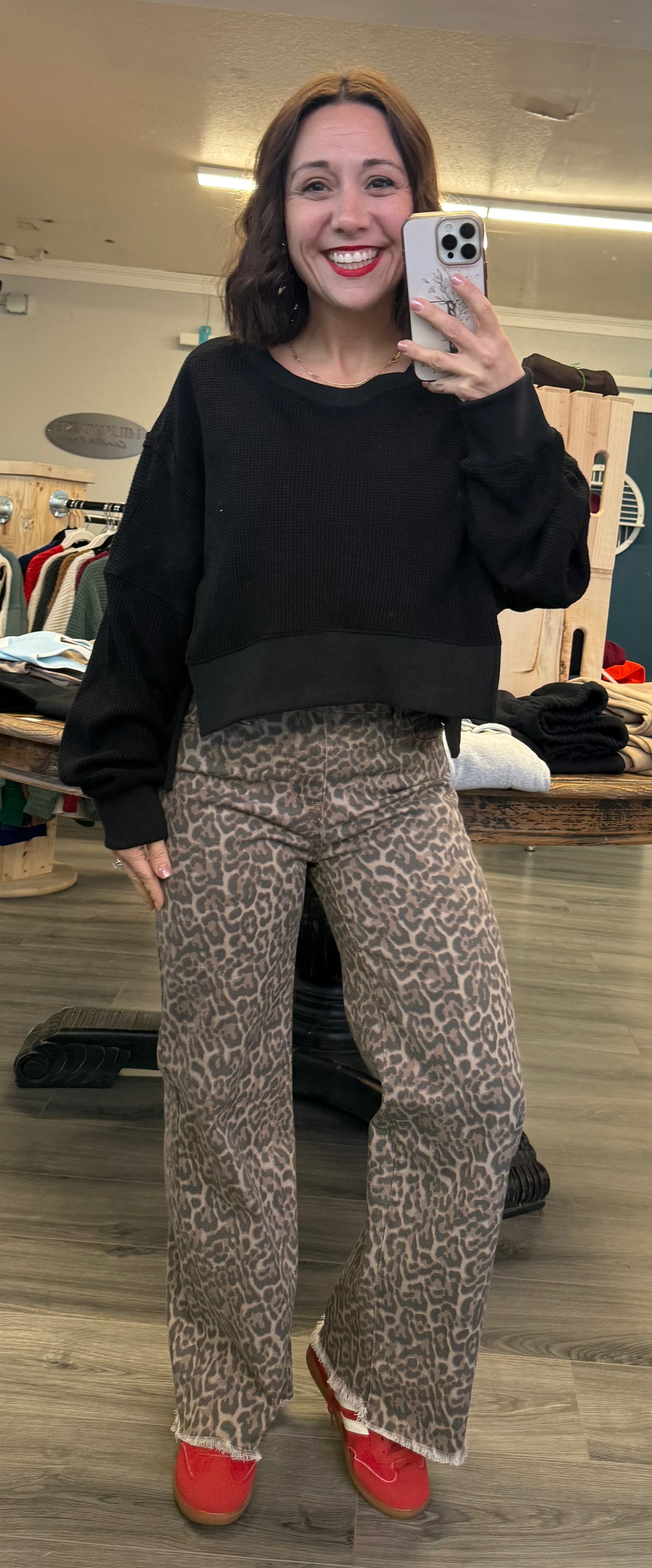 Leopard Wide Leg Jeans
