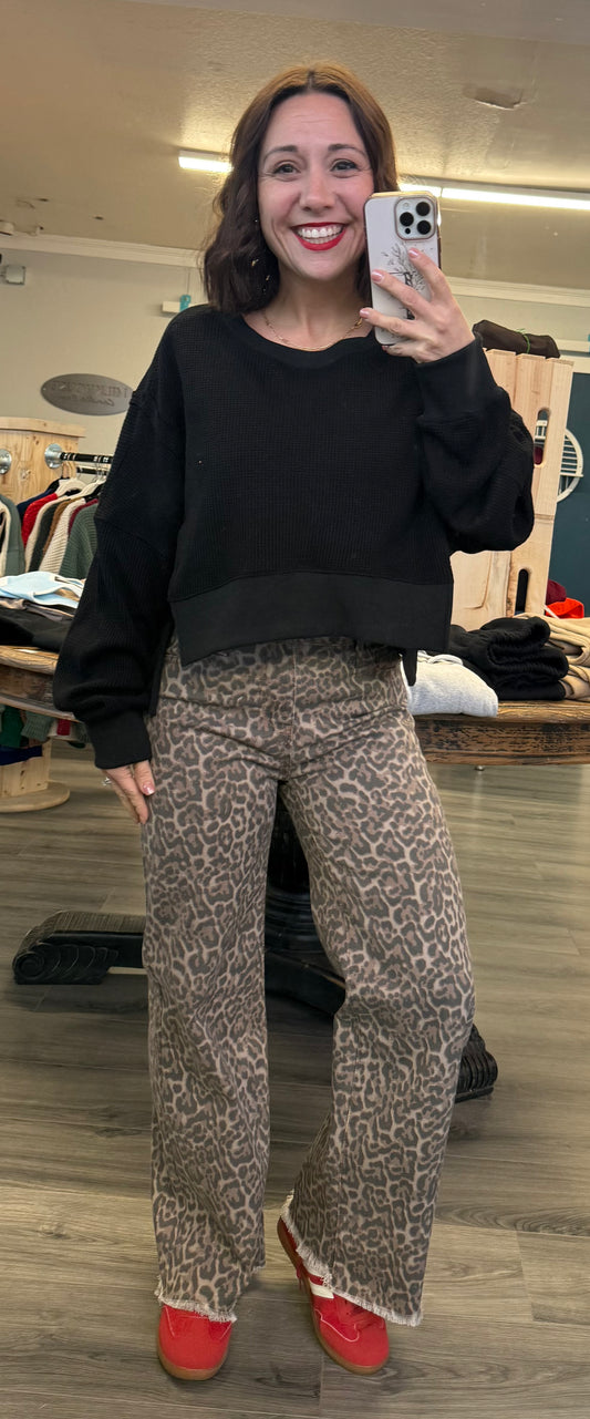 Leopard Wide Leg Jeans