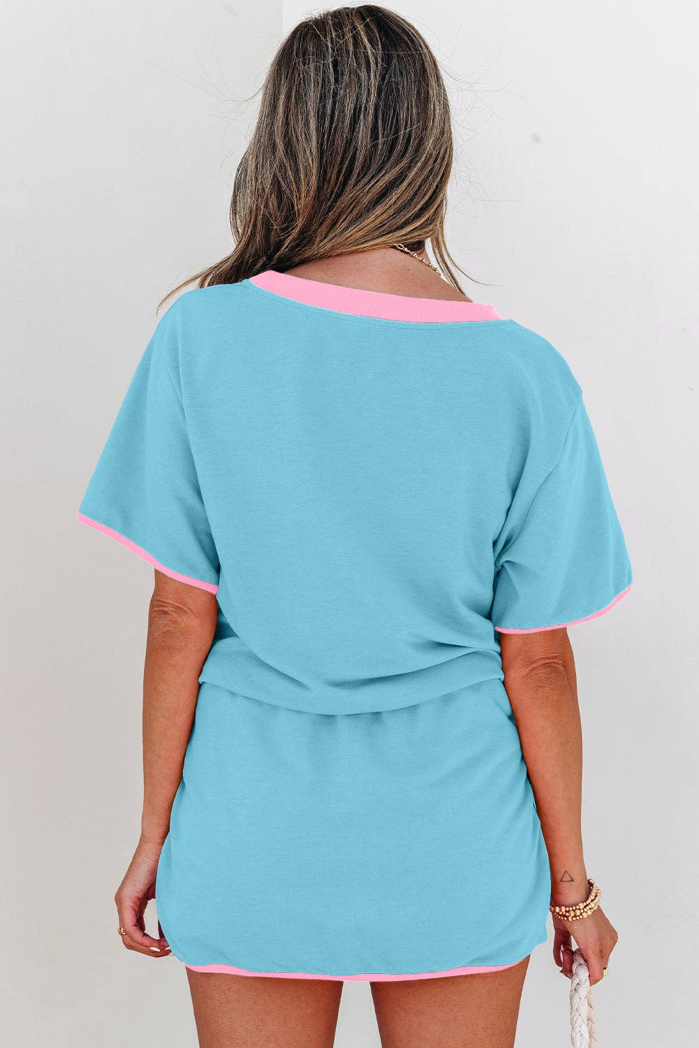 Colorblock T Shirt and Skirt Set