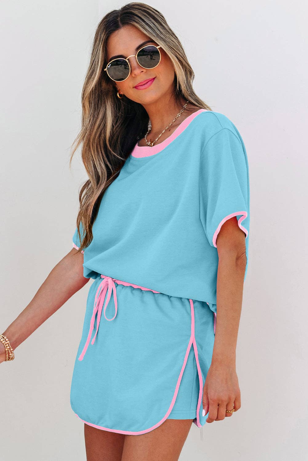 Colorblock T Shirt and Skirt Set