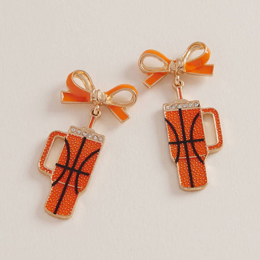 Bow Basketball Tumbler Dangle Earrings