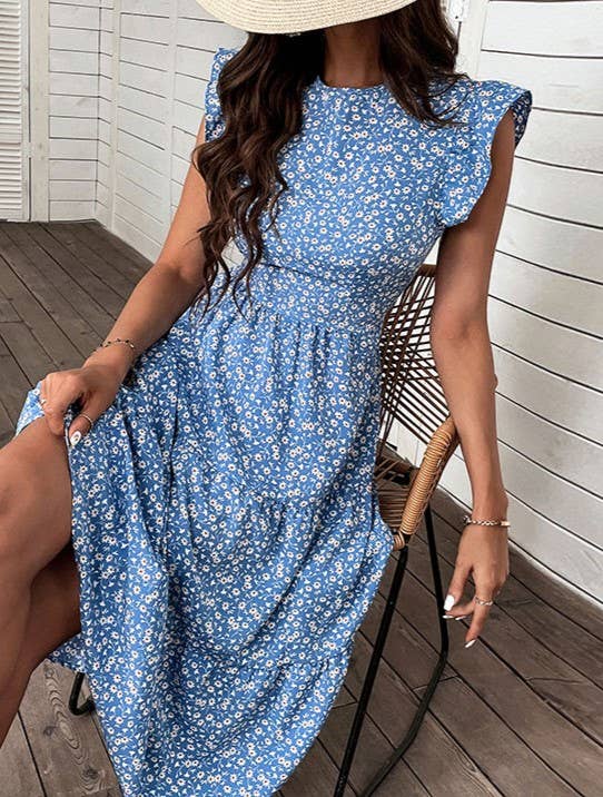 High-Waisted Floral Maxi Dress
