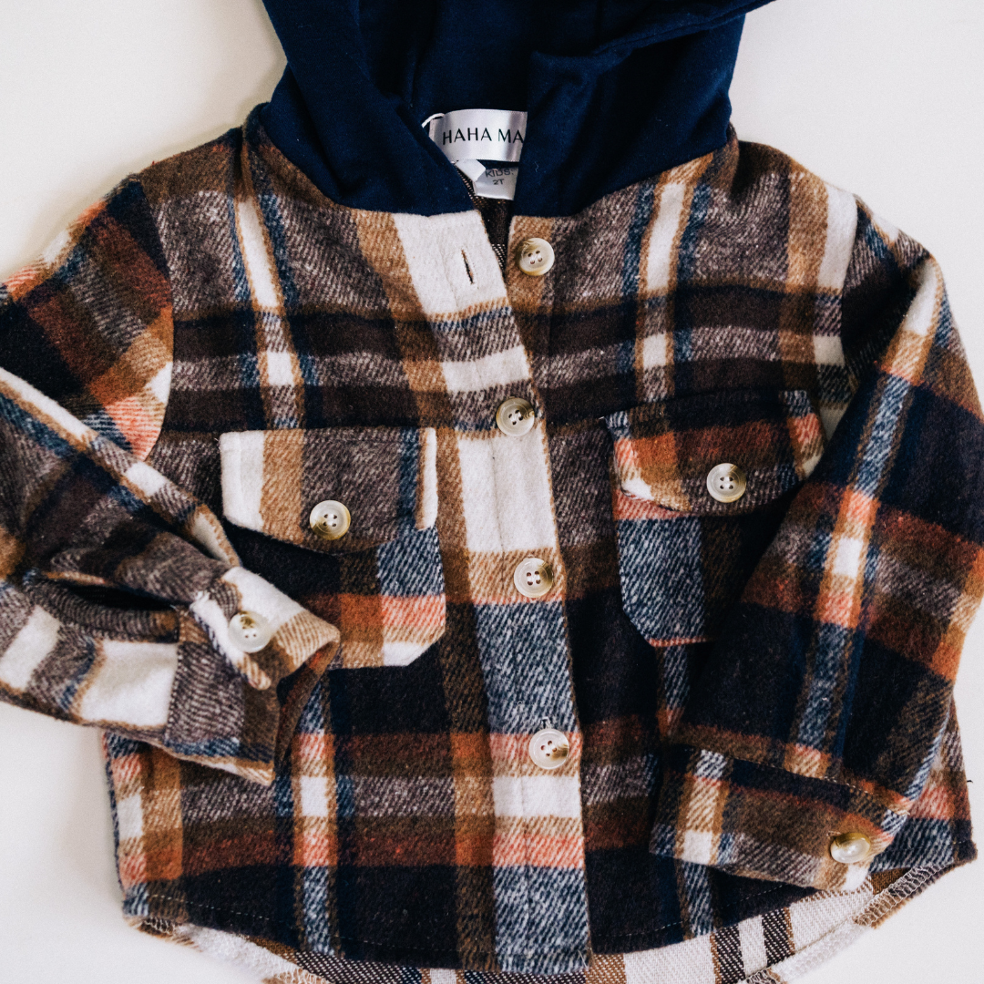 Navy Copper Plaid Flannel - Infant to Kids