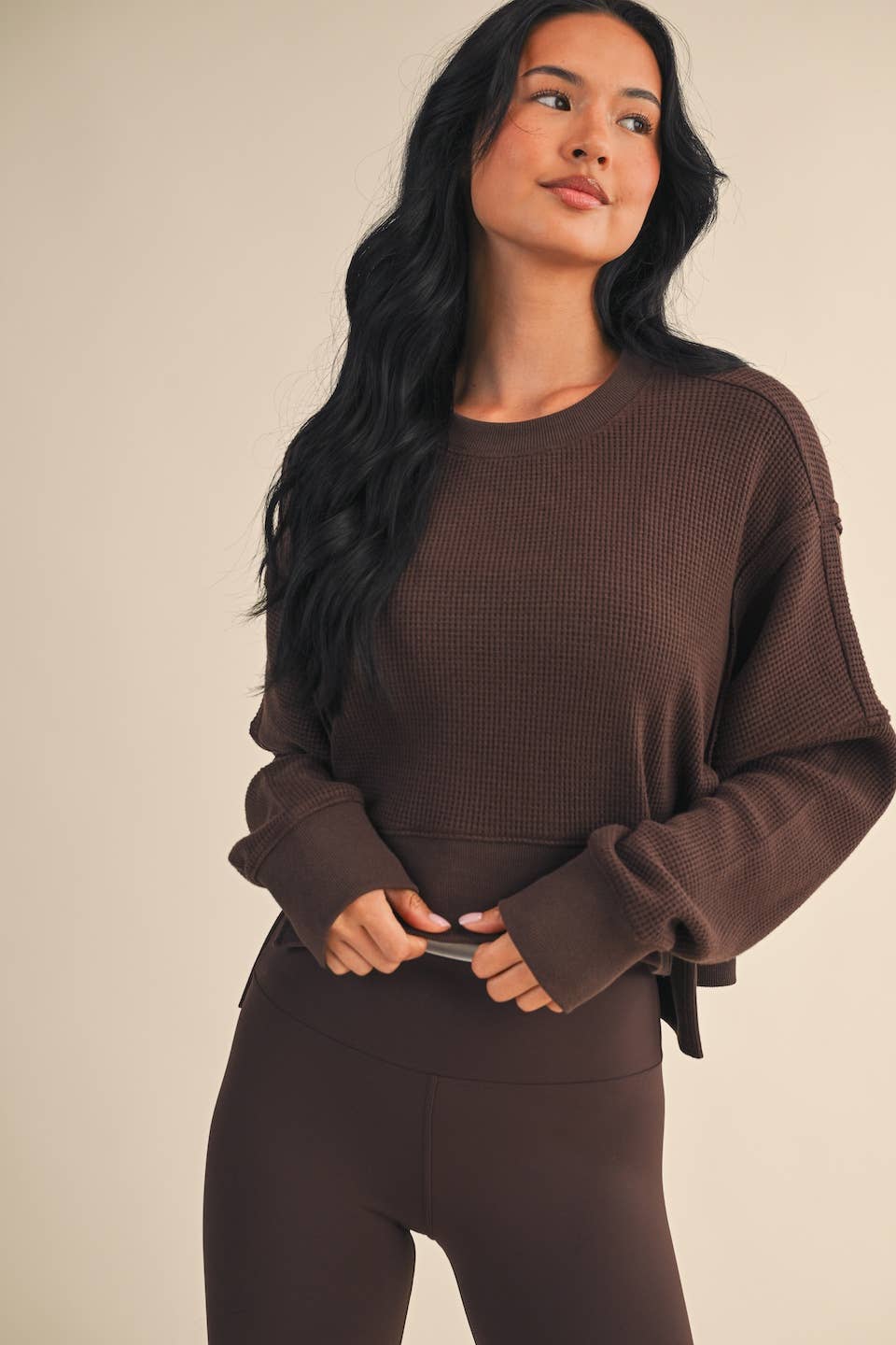 Waffle Knit Oversized Top