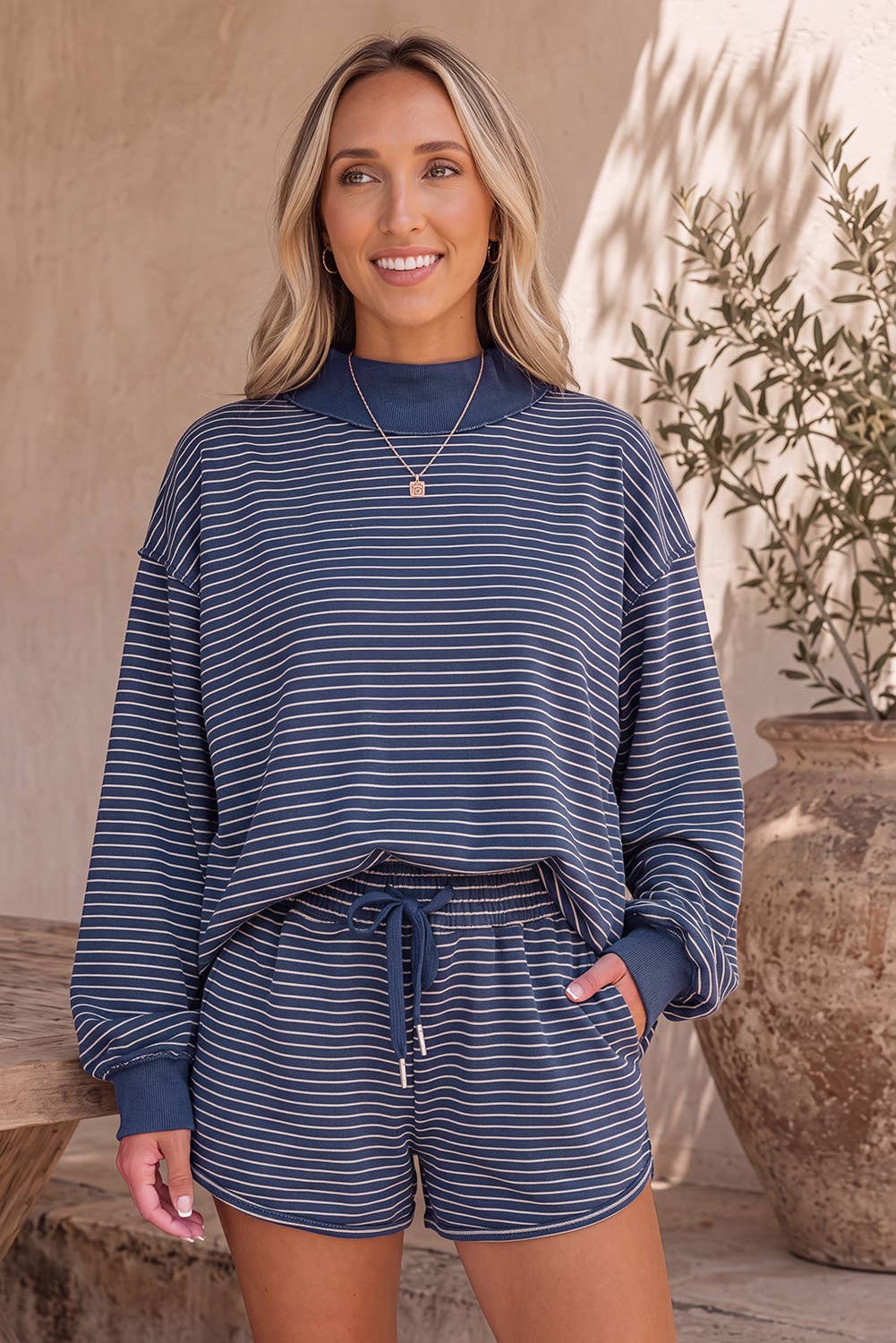 Mock Neck Pullover  Set