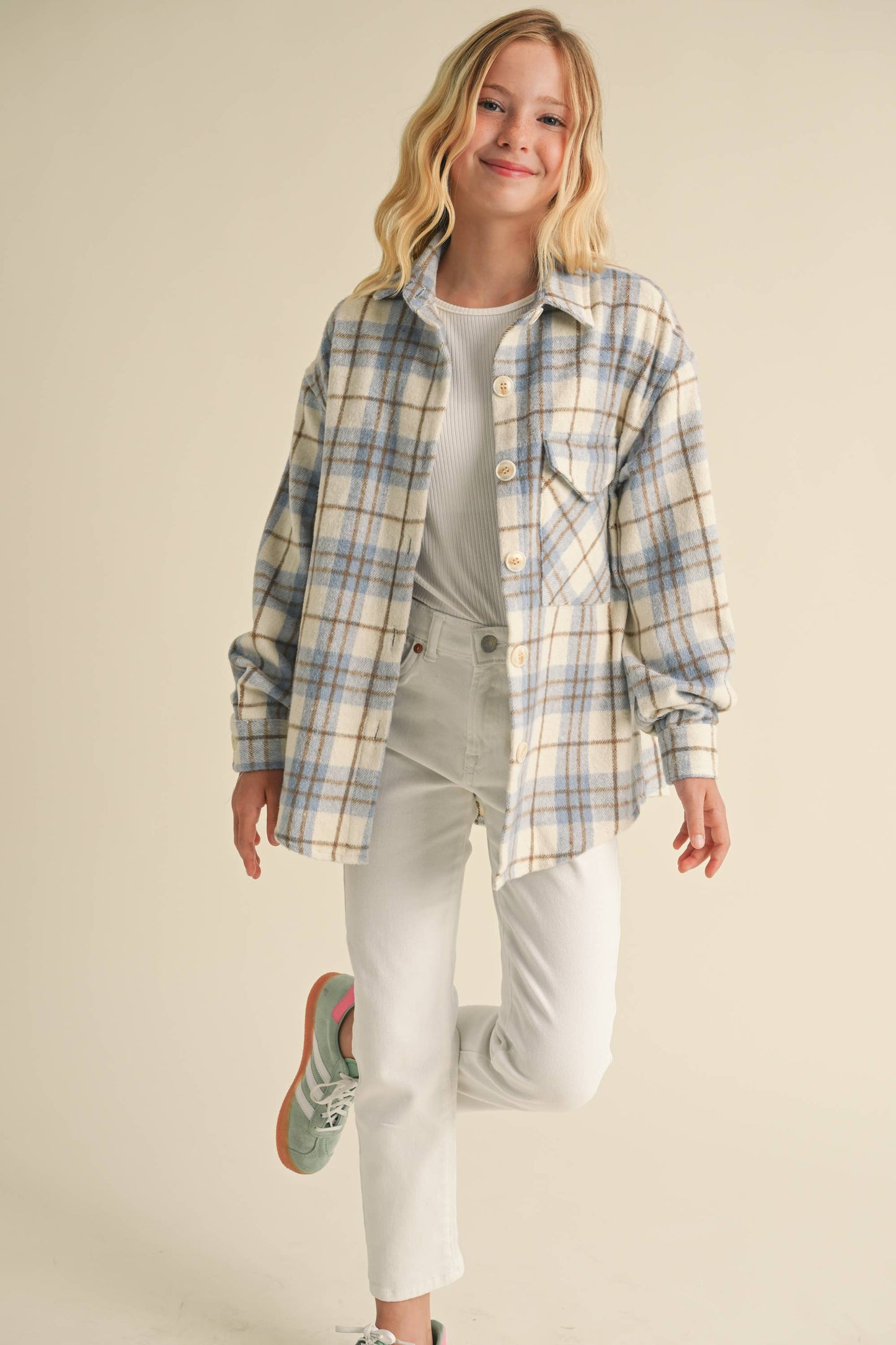 Perfectly Plaid Shacket- Girls