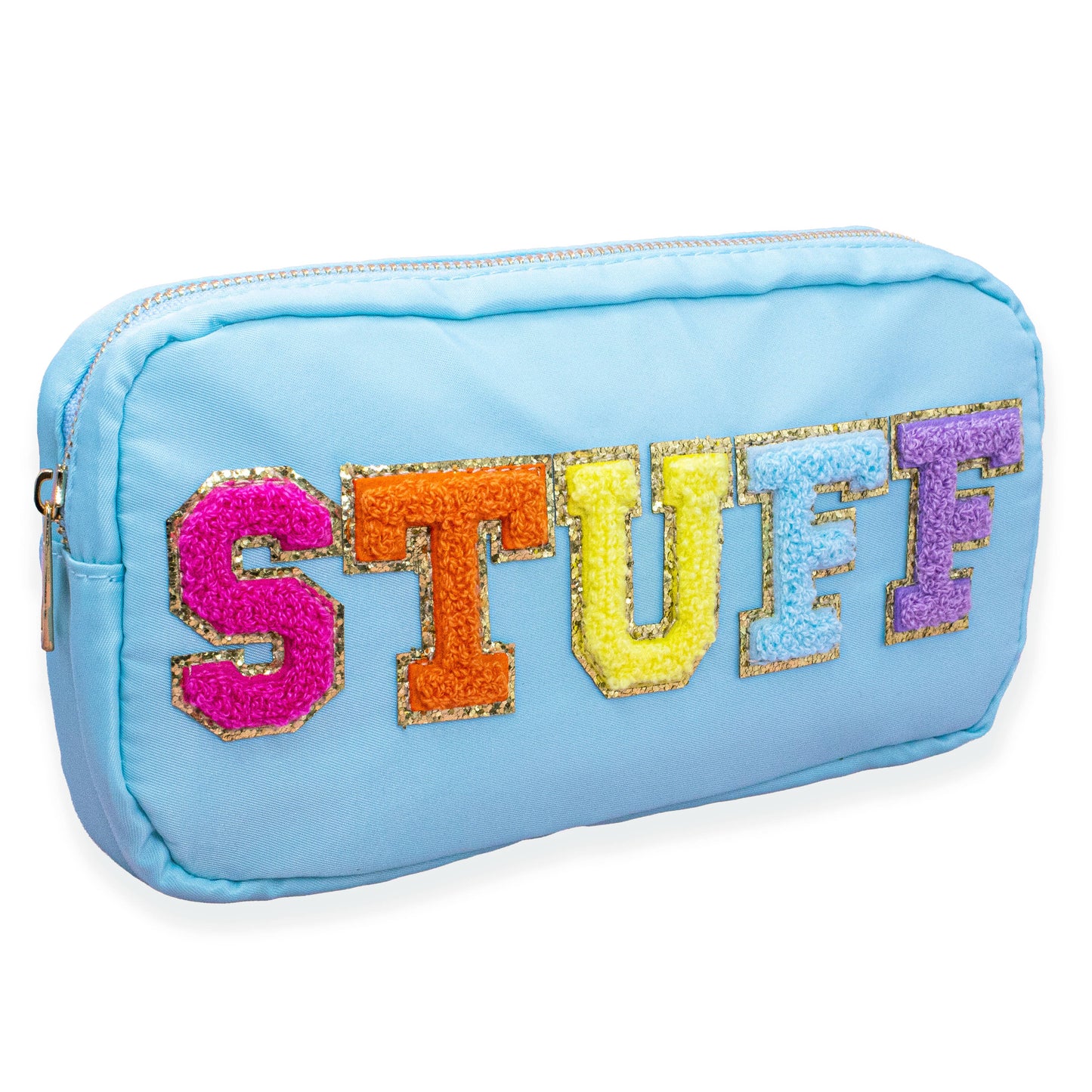 Preppy Nylon Chenille Letter Bag Travel Makeup Pouch - STUFF