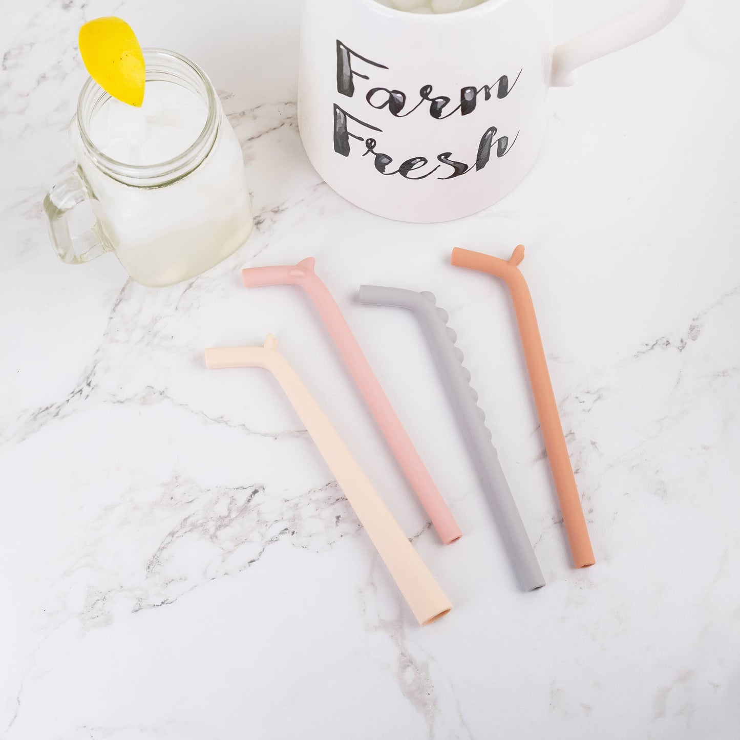 Reusable Silicone Straws for Kids Animal Shapes