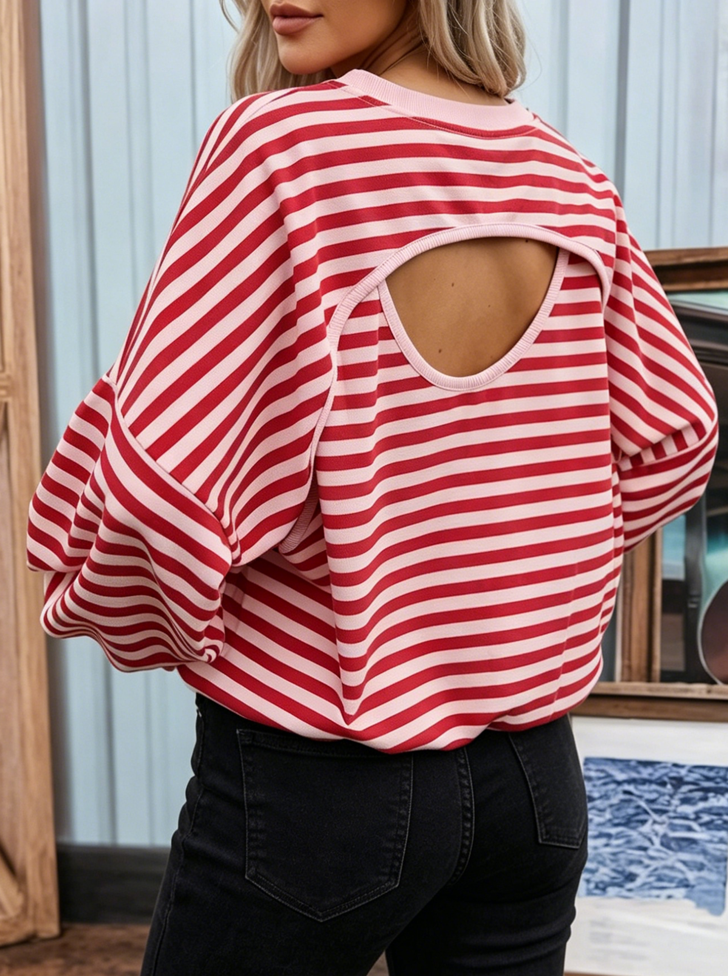 Striped Open-back Top