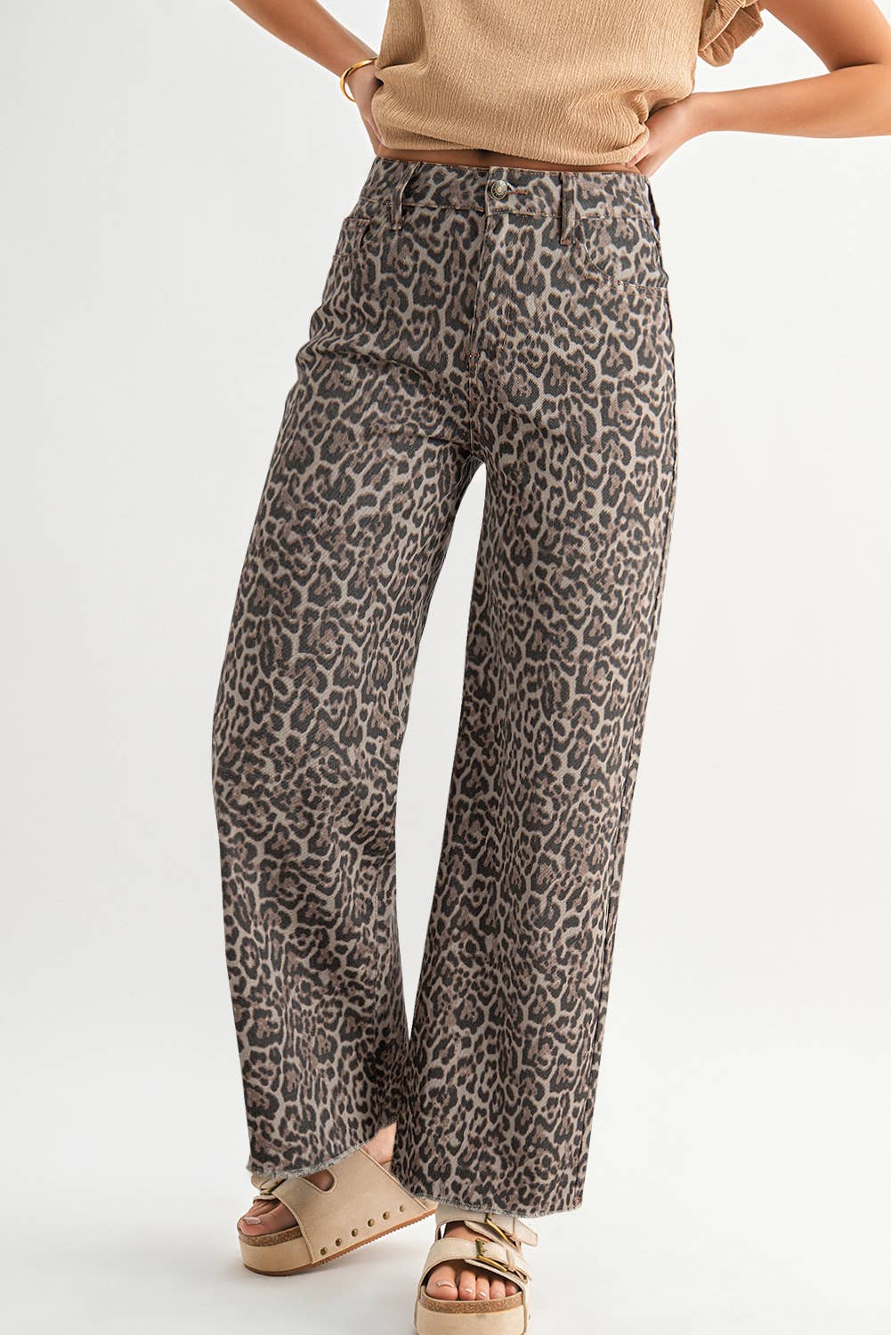 Leopard Wide Leg Jeans