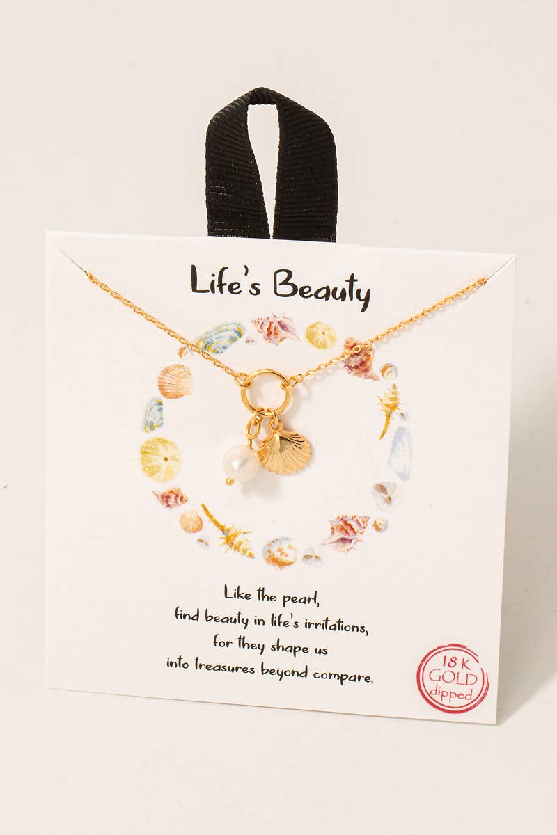 Pearl Seashell Charm Necklace