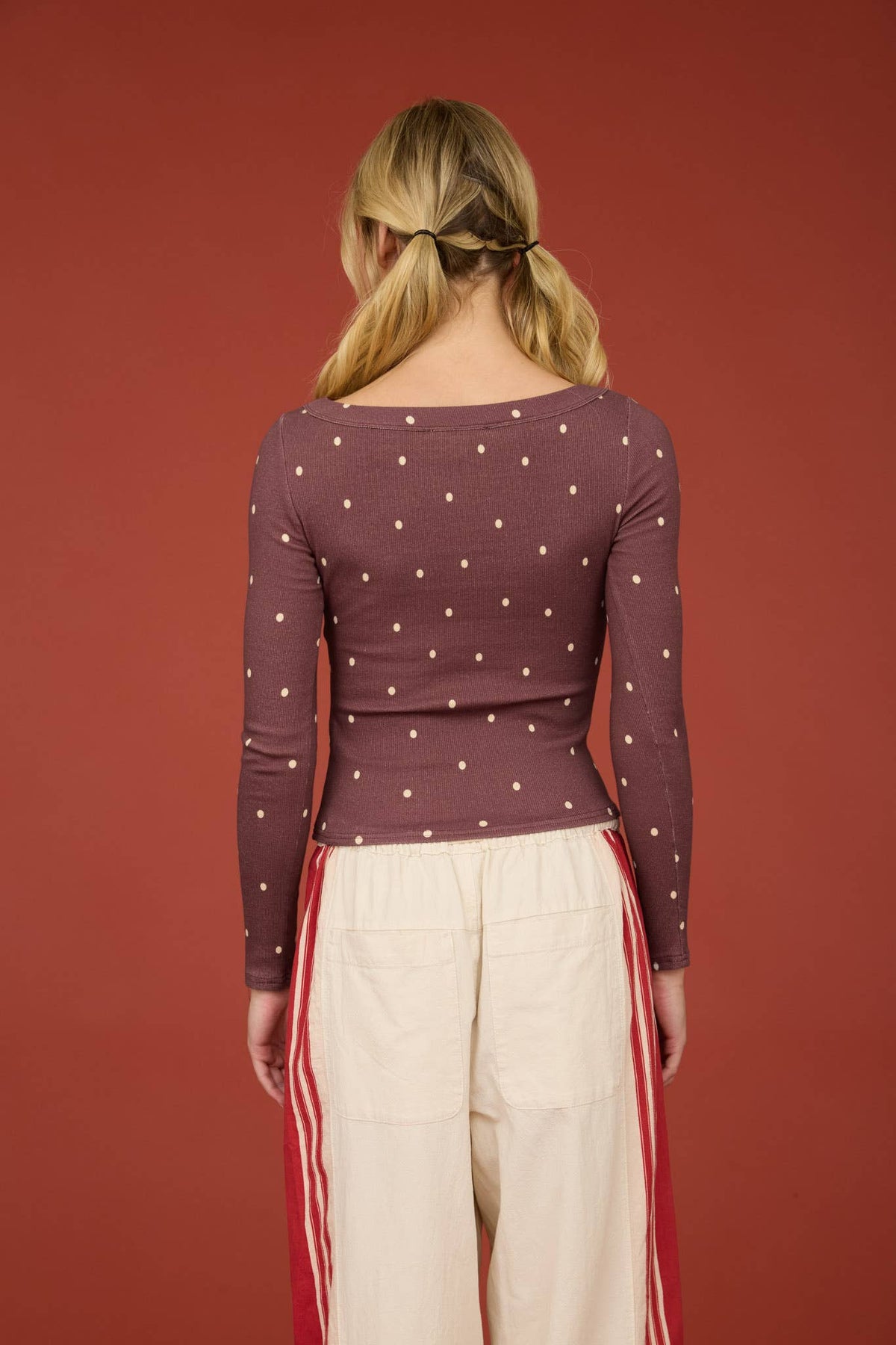 POLKA DOT BOAT NECK TOP