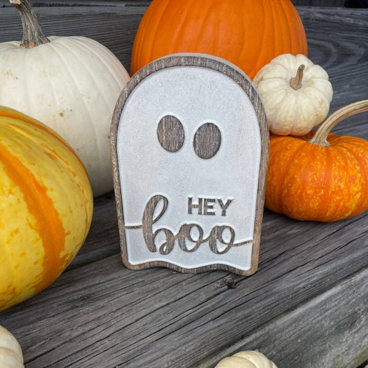 Hey Boo Halloween Carved Ghost