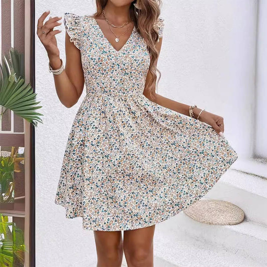 FLORAL V-NECK DRESS
