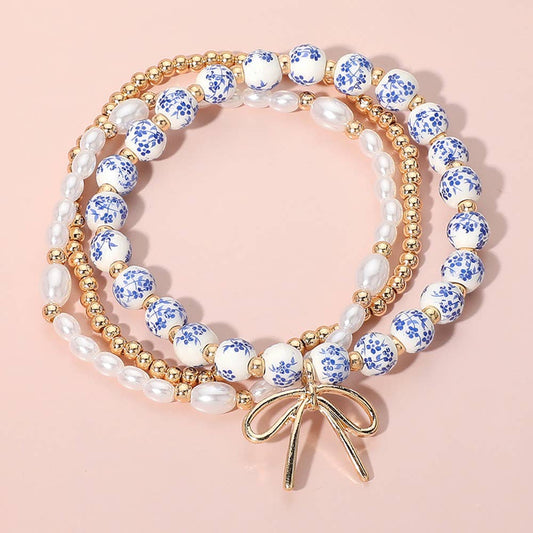 Bow Charm Pearl Bracelets