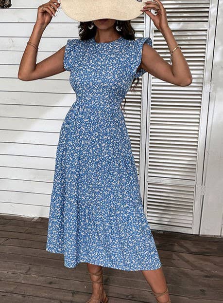 High-Waisted Floral Maxi Dress