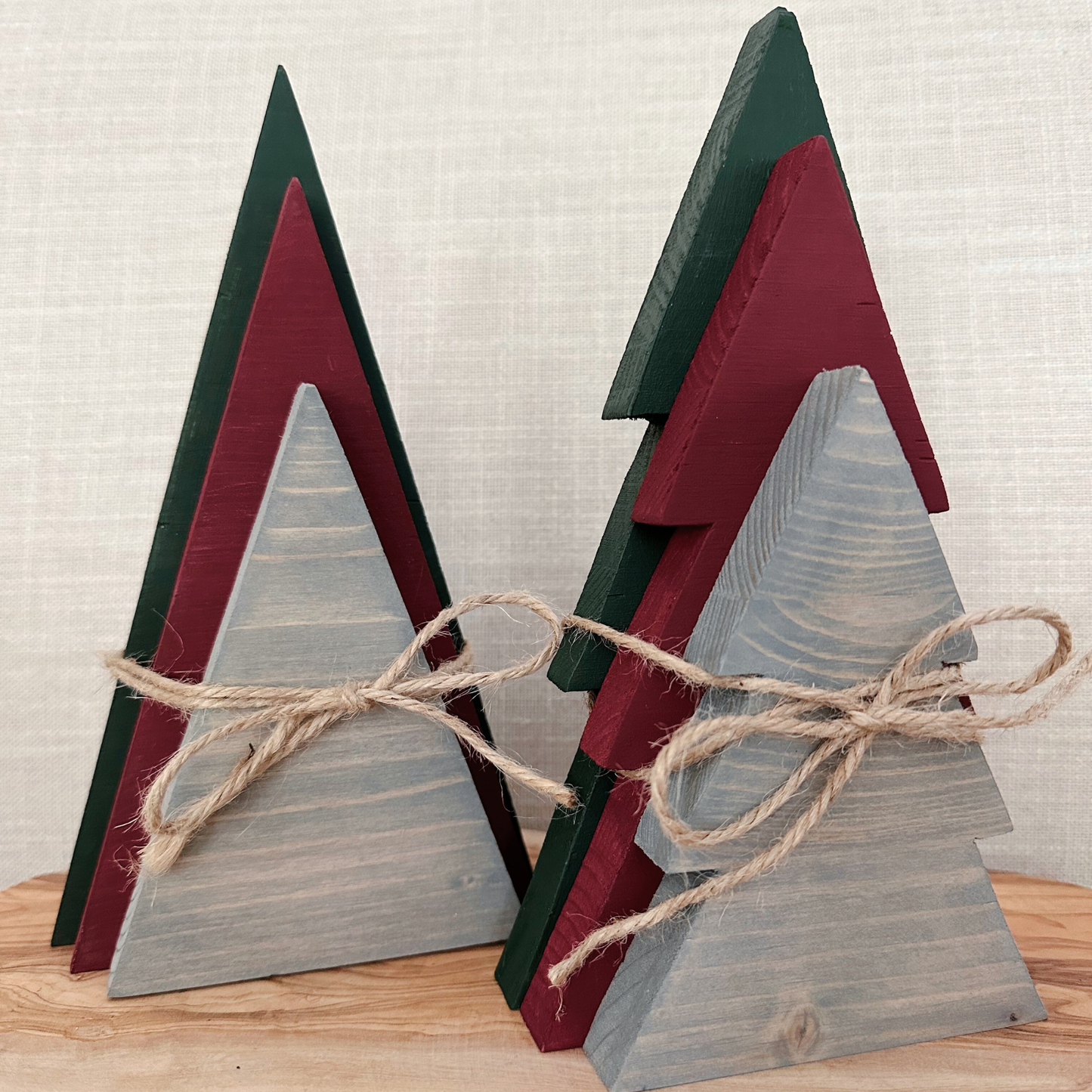 Set of 3 Wood Christmas Tree | Handmade | Traditional Set