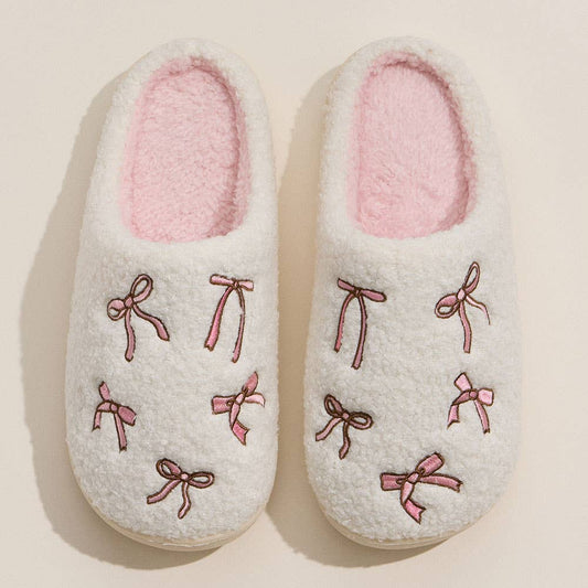 Bow Fuzzy Slippers