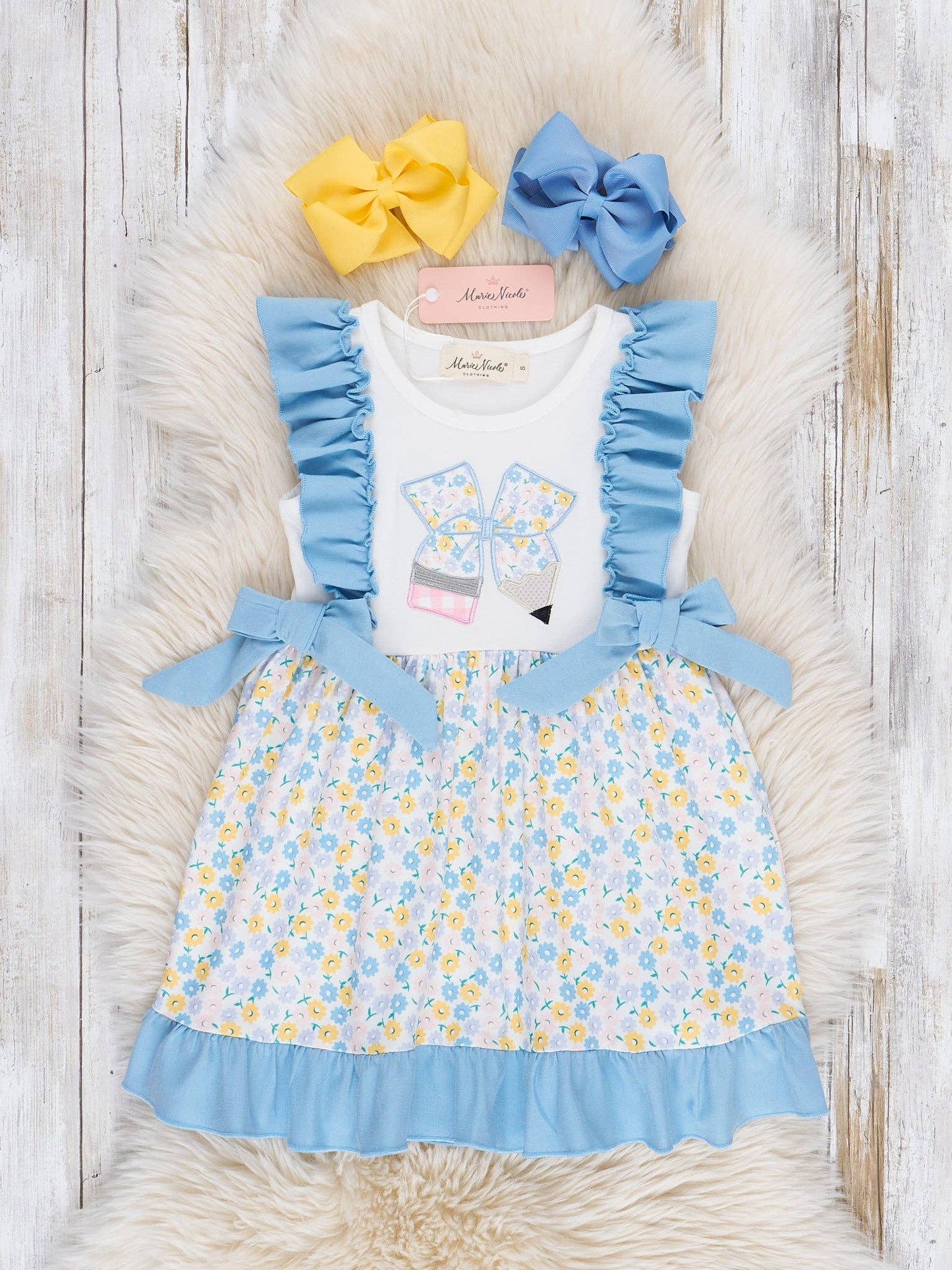 Ruffle Floral Bow Pencil Dress
