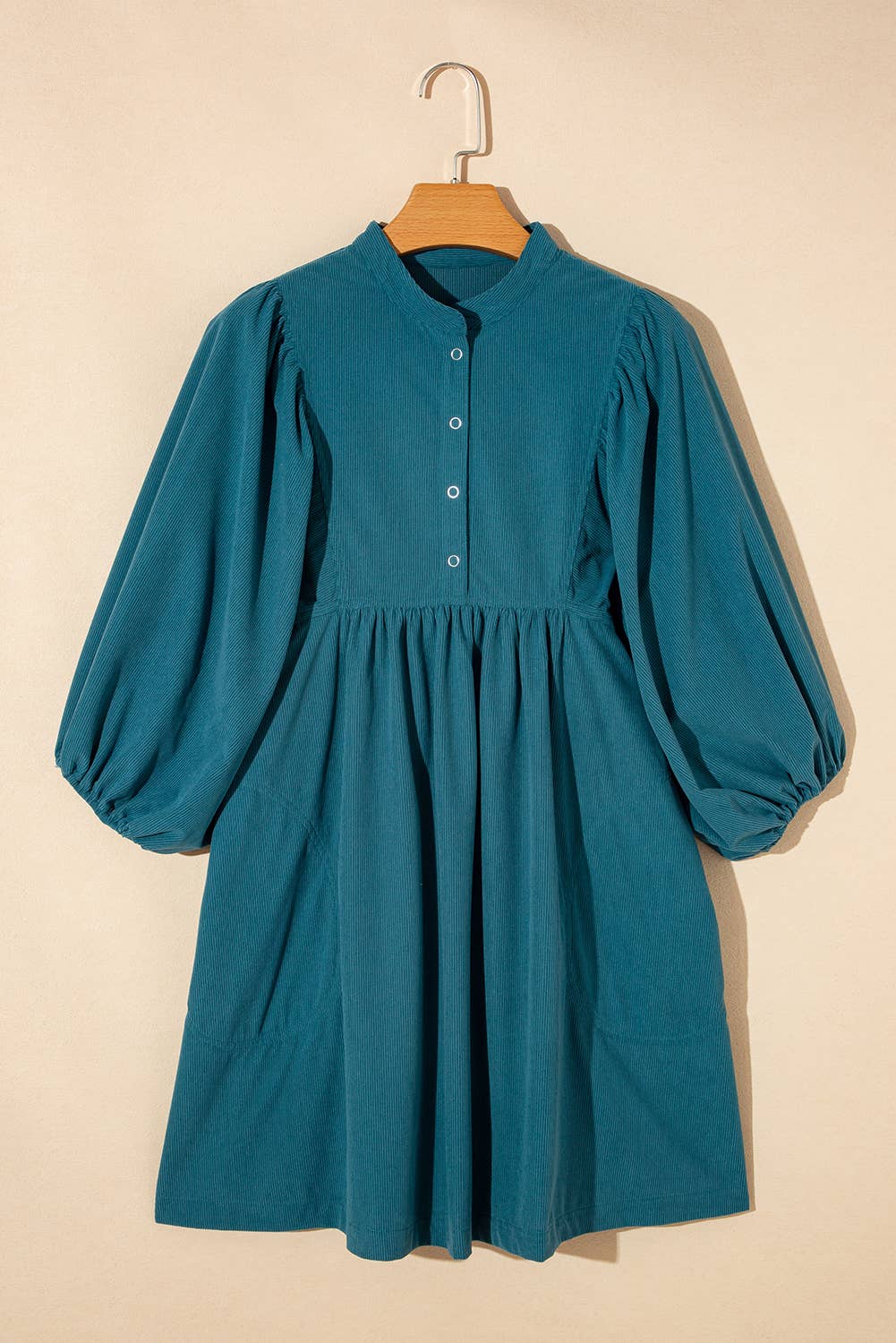 Corduroy Buttoned High Waist Dress