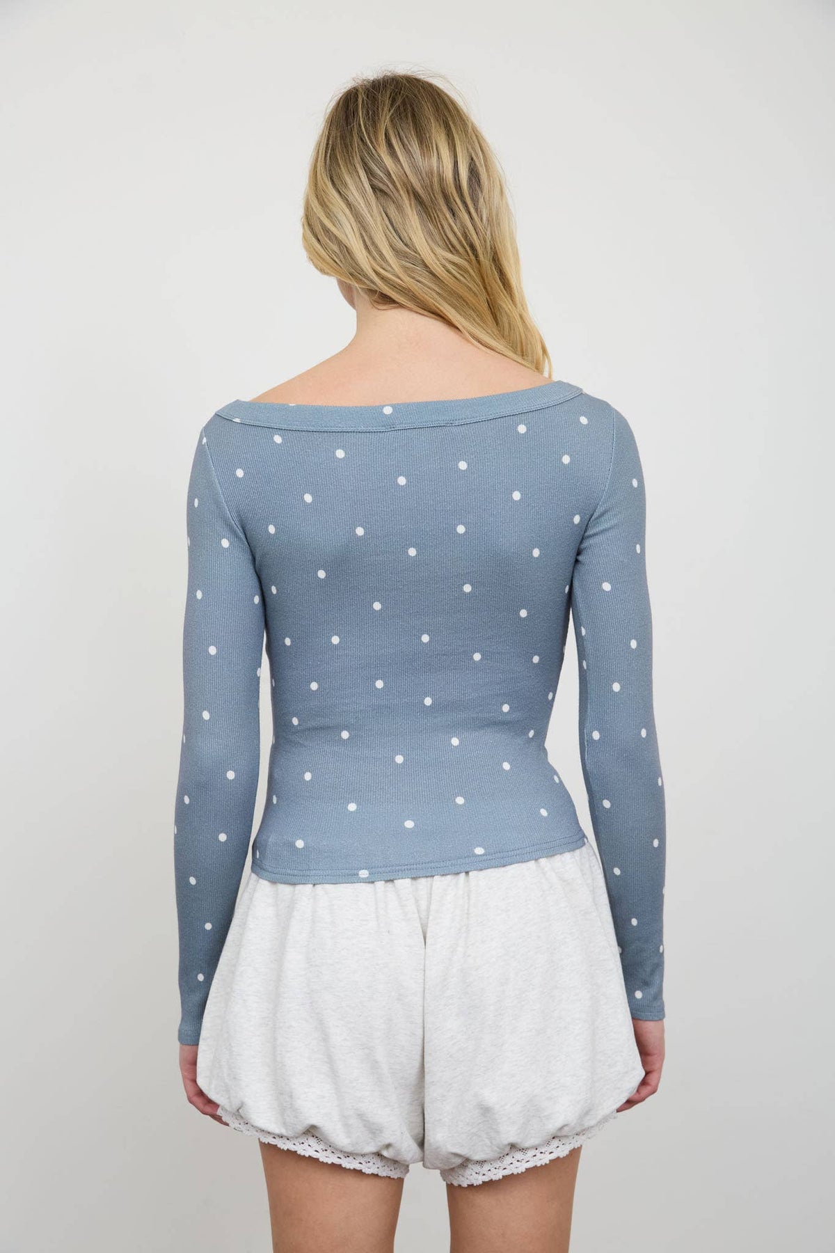 POLKA DOT BOAT NECK TOP